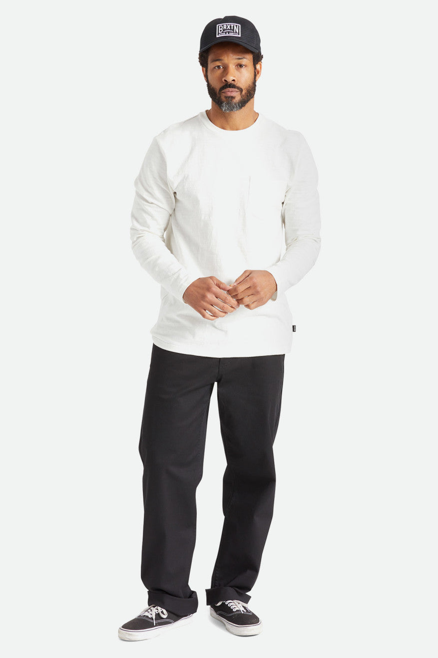 Men's Brixton Basic Slub L/S Pocket Knitwear White | 3942JENPQ