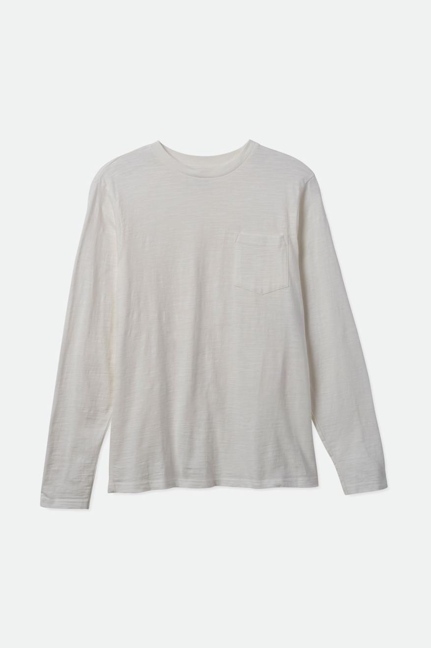 Men's Brixton Basic Slub L/S Pocket Knitwear White | 3942JENPQ