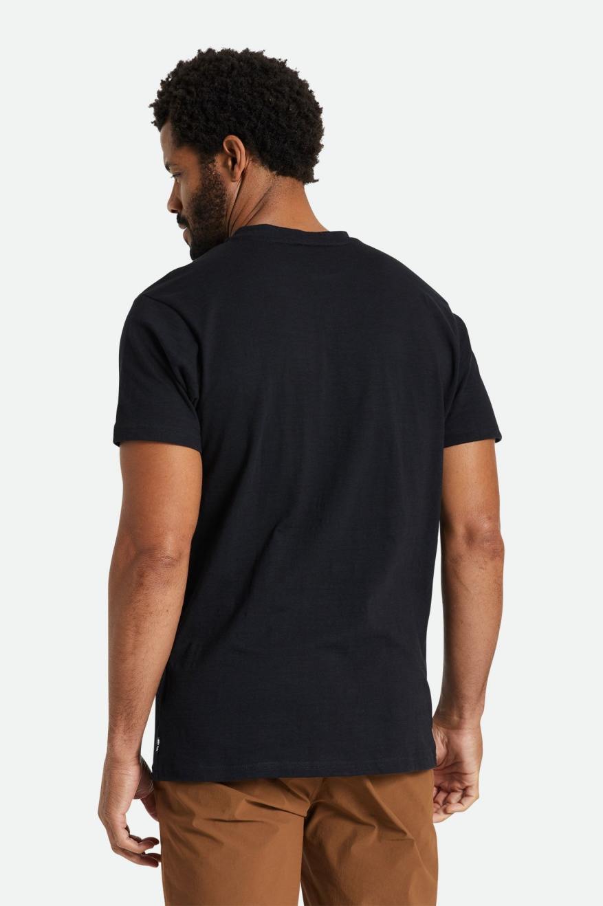 Men's Brixton Basic Slub S/S Henley Knitwear Black | 6345KJZDS