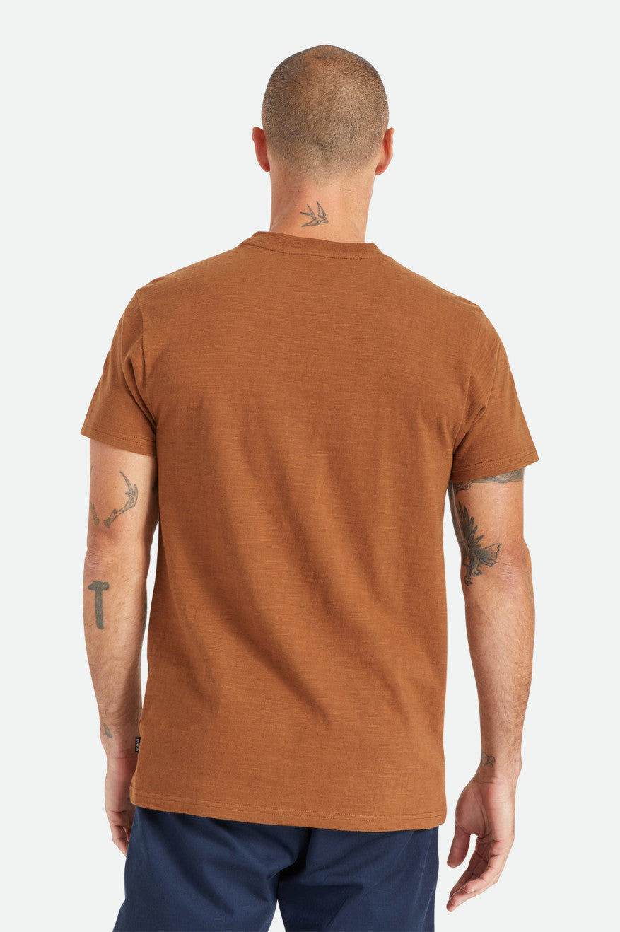 Men's Brixton Basic Slub S/S Henley Knitwear Brown | 8645FQAZK