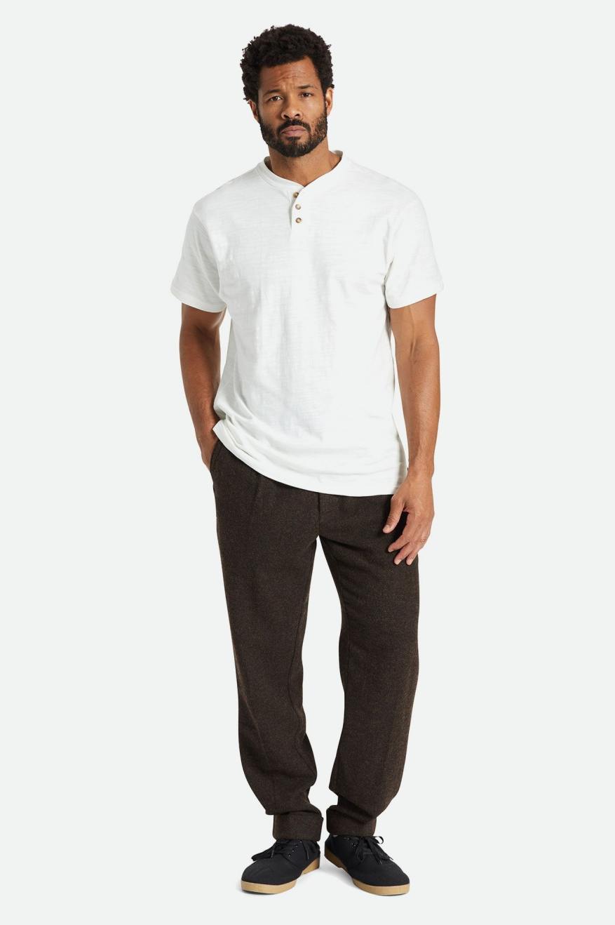 Men's Brixton Basic Slub S/S Henley Knitwear White | 9512ZAVLY