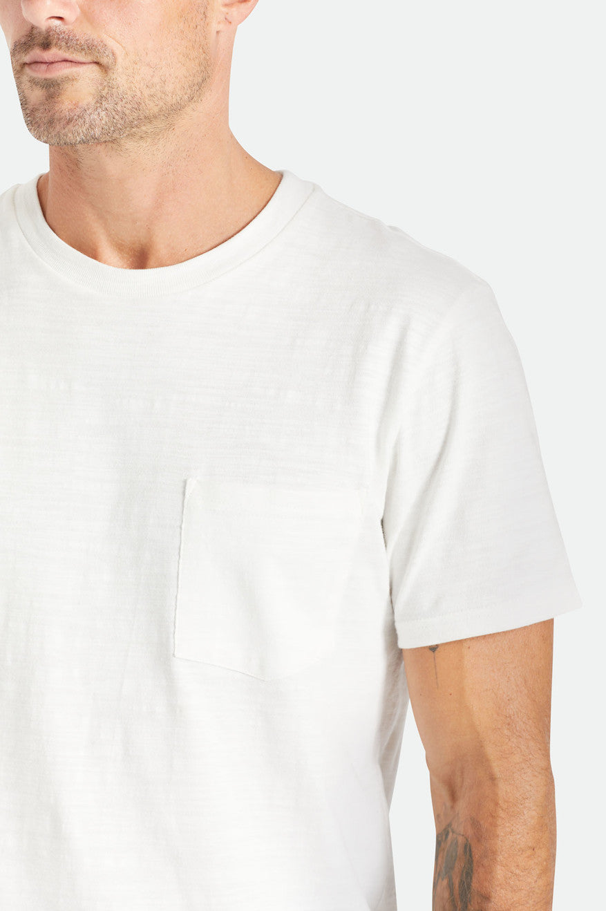 Men's Brixton Basic Slub S/S Pocket Knitwear White | 2378YEUFH