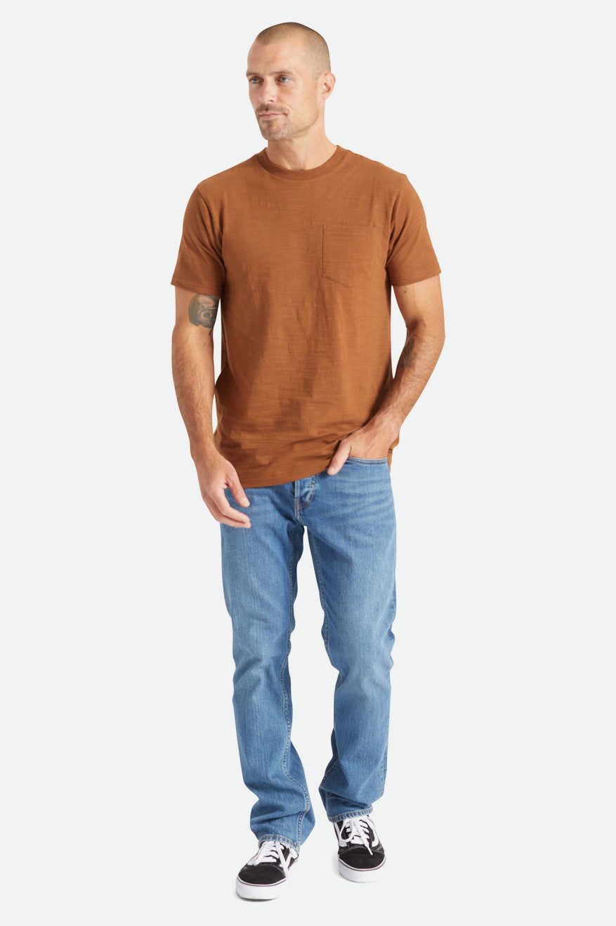 Men's Brixton Basic Slub S/S Pocket Knitwear Brown | 2658NCJWF