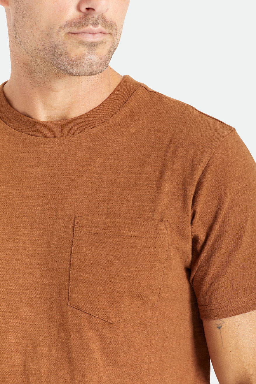 Men's Brixton Basic Slub S/S Pocket Knitwear Brown | 2658NCJWF