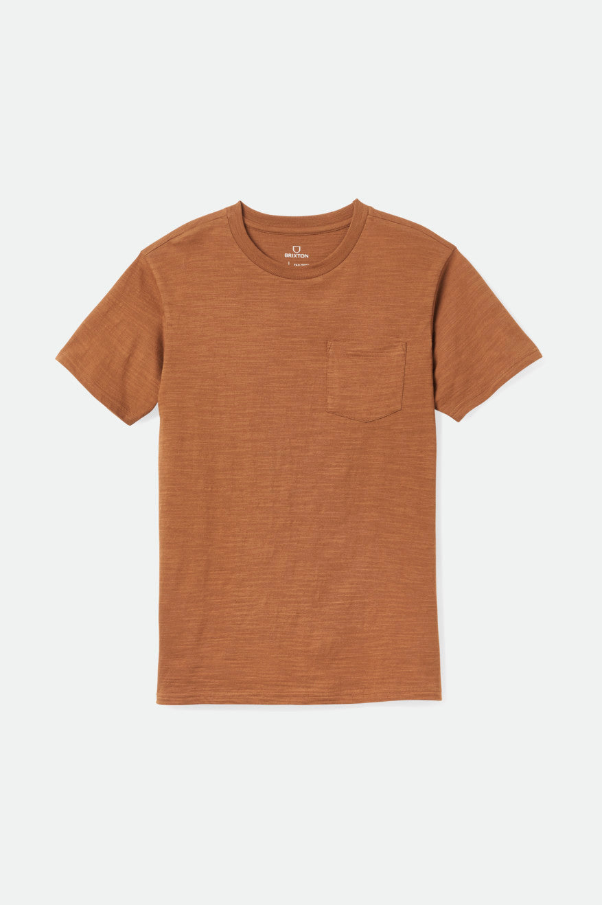 Men's Brixton Basic Slub S/S Pocket Knitwear Brown | 2658NCJWF