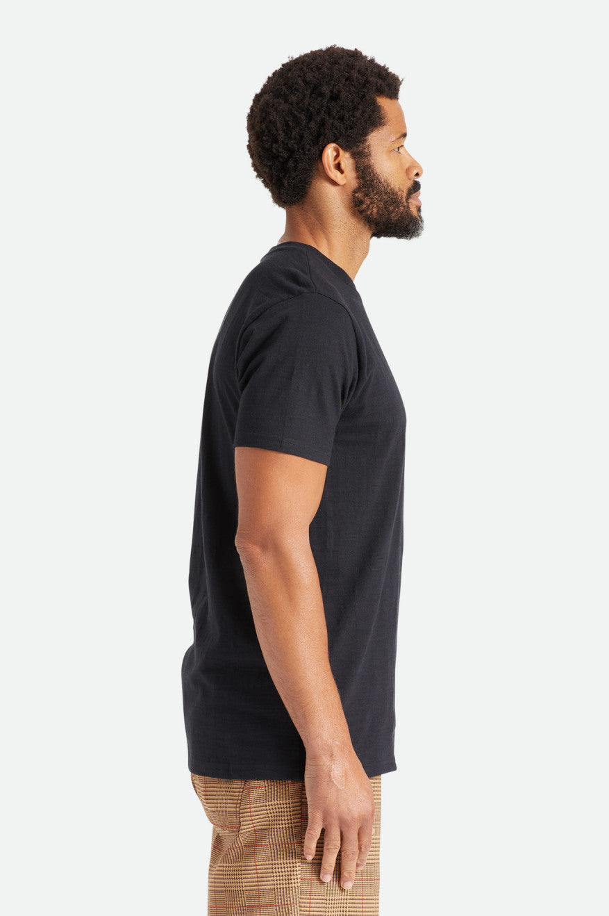 Men's Brixton Basic Slub S/S Pocket Knitwear Black | 6739TDSHR