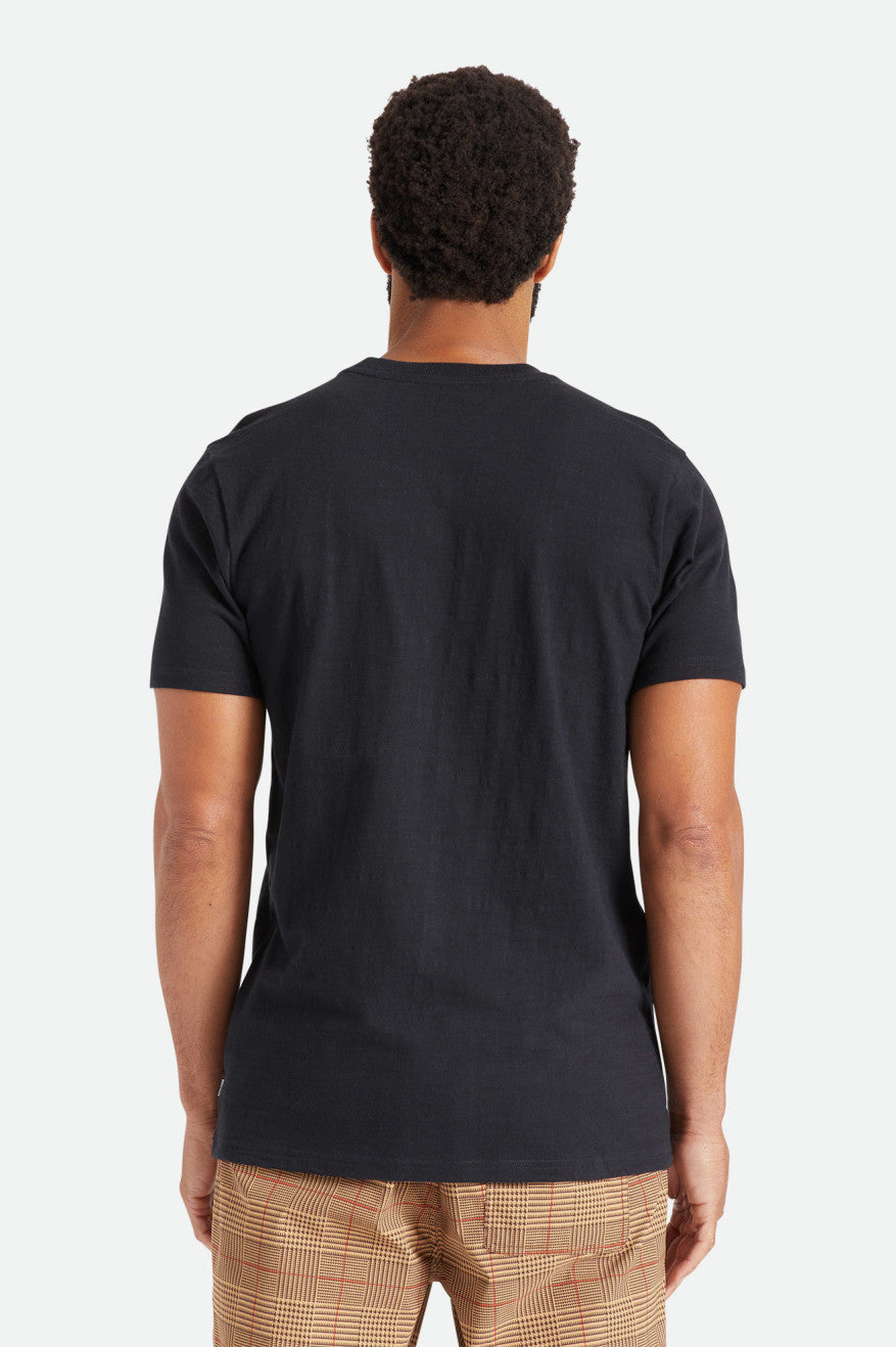 Men's Brixton Basic Slub S/S Pocket Knitwear Black | 6739TDSHR