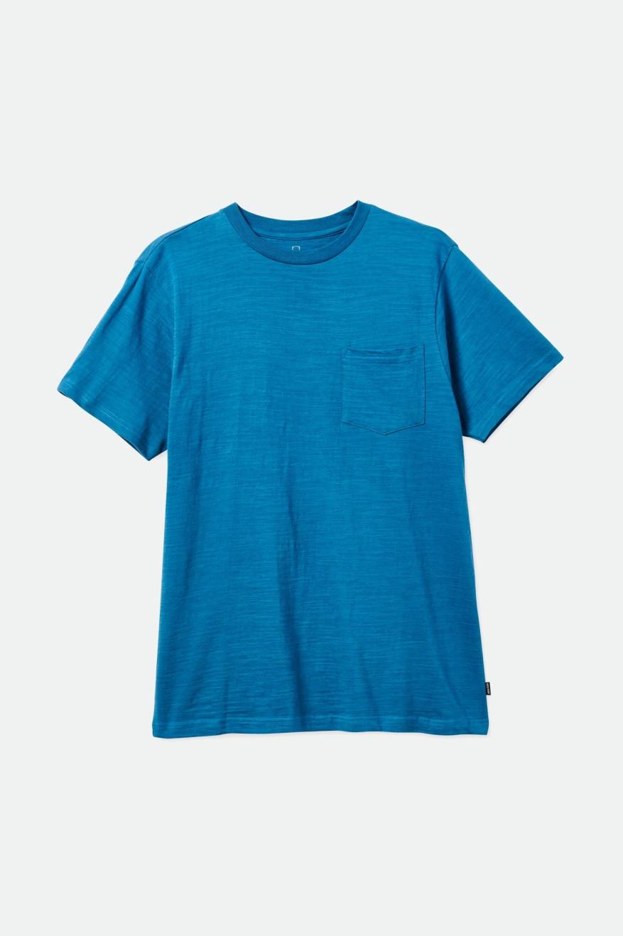 Men's Brixton Basic Slub S/S Pocket Knitwear Turquoise | 8247WDONU