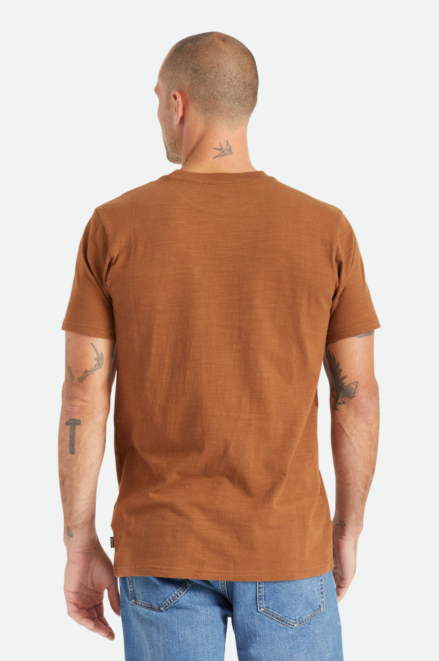 Men's Brixton Basic Slub S/S Pocket Tops Brown | 4132KVDNL