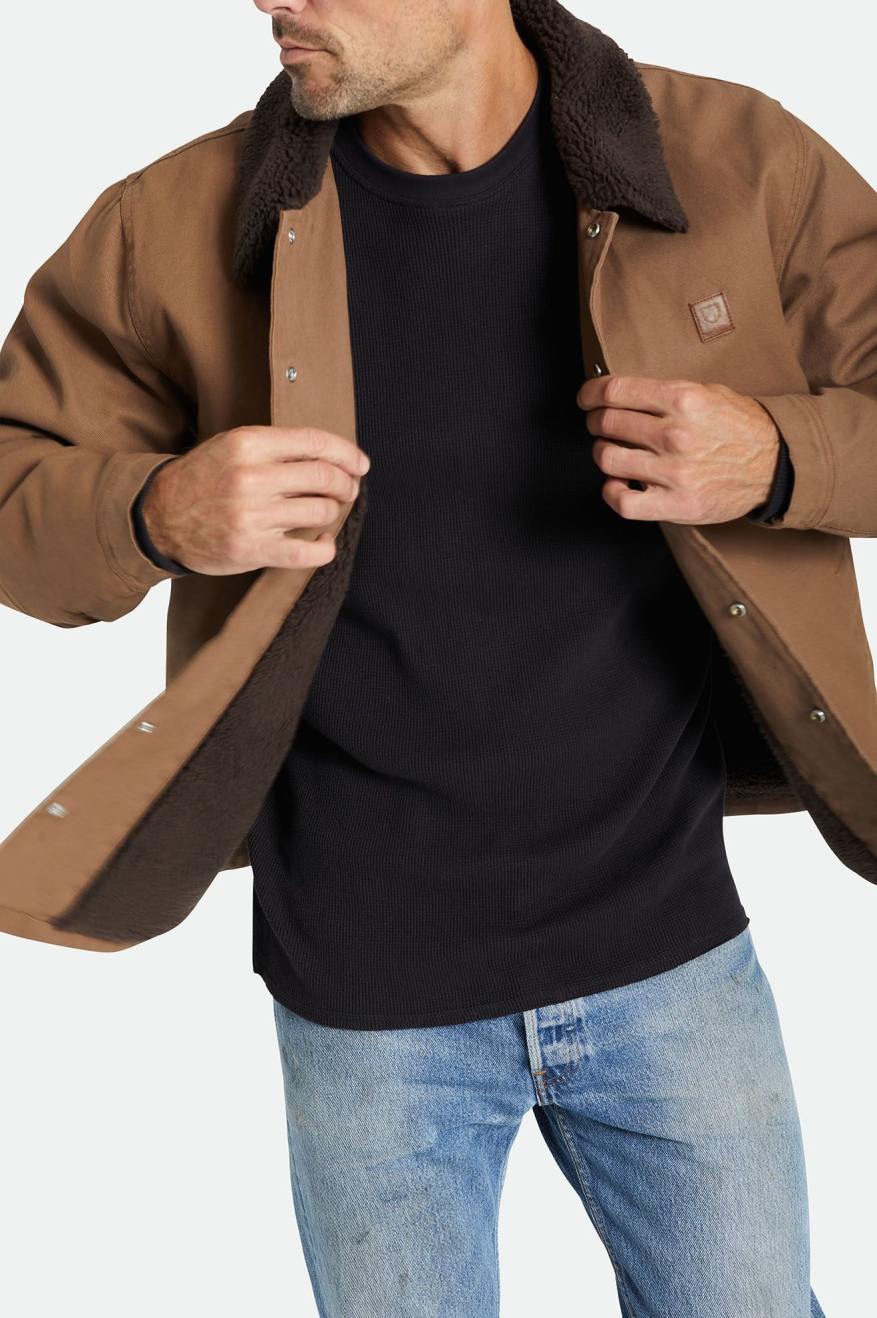 Men's Brixton Beta Sherpa Lined Coaches Jackets Brown | 3260XCOQL