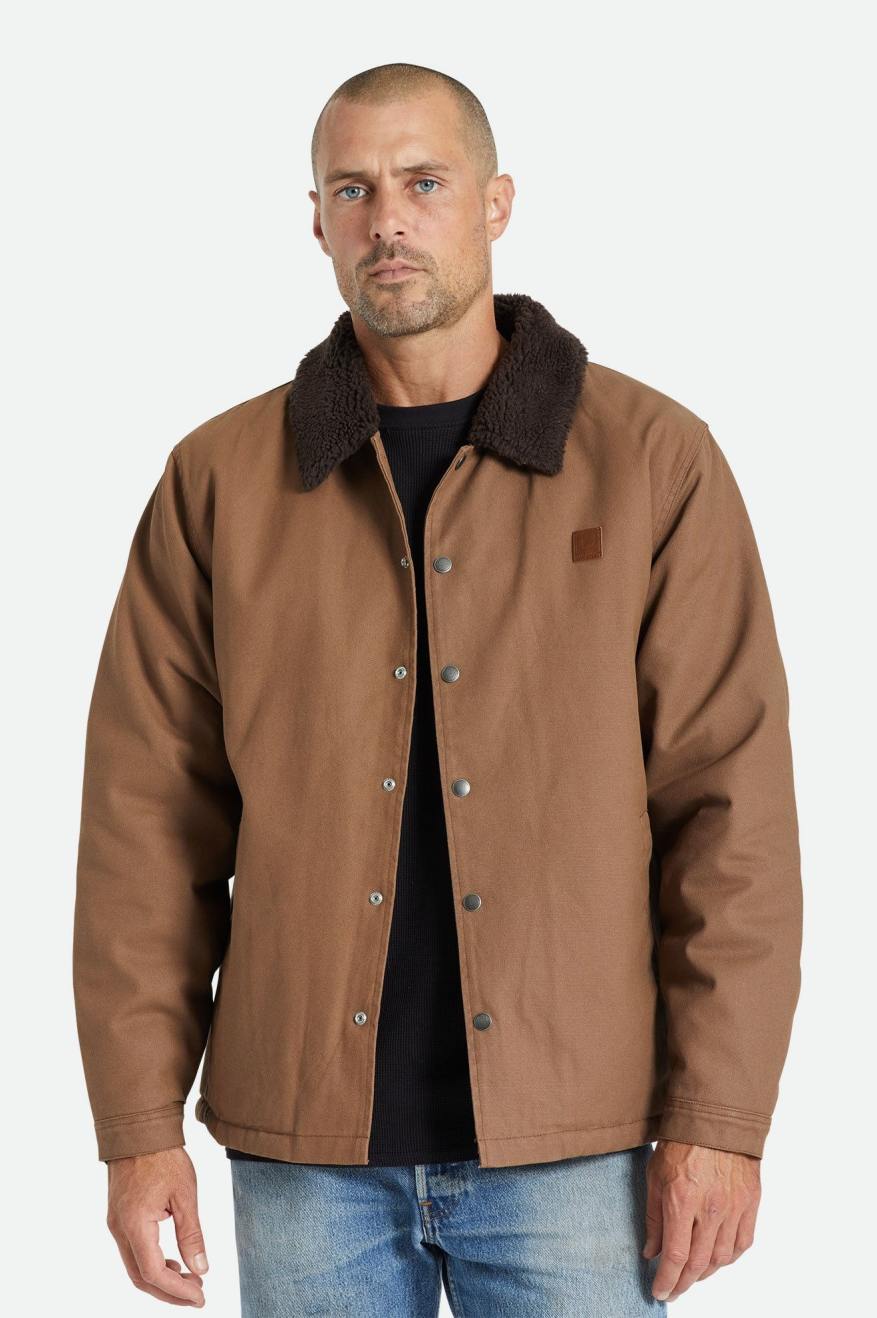 Men\'s Brixton Beta Sherpa Lined Coaches Jackets Brown | 3260XCOQL