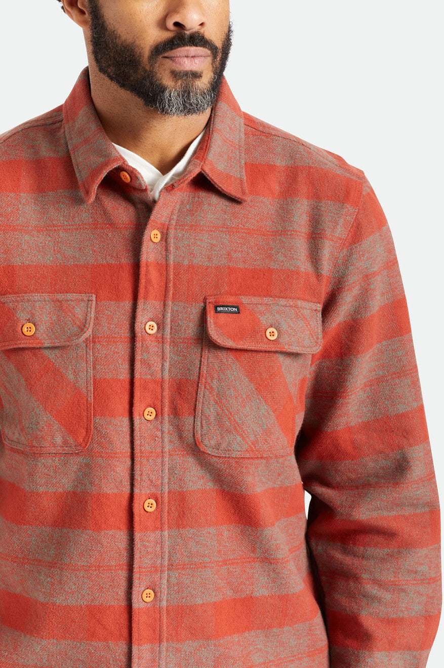 Men's Brixton Bowery Heavy Weight L/S Flannels Red | 0126VCGIN