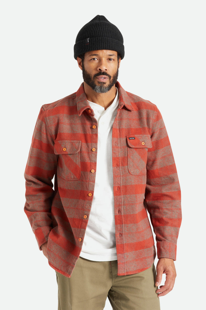 Men's Brixton Bowery Heavy Weight L/S Flannels Red | 0126VCGIN