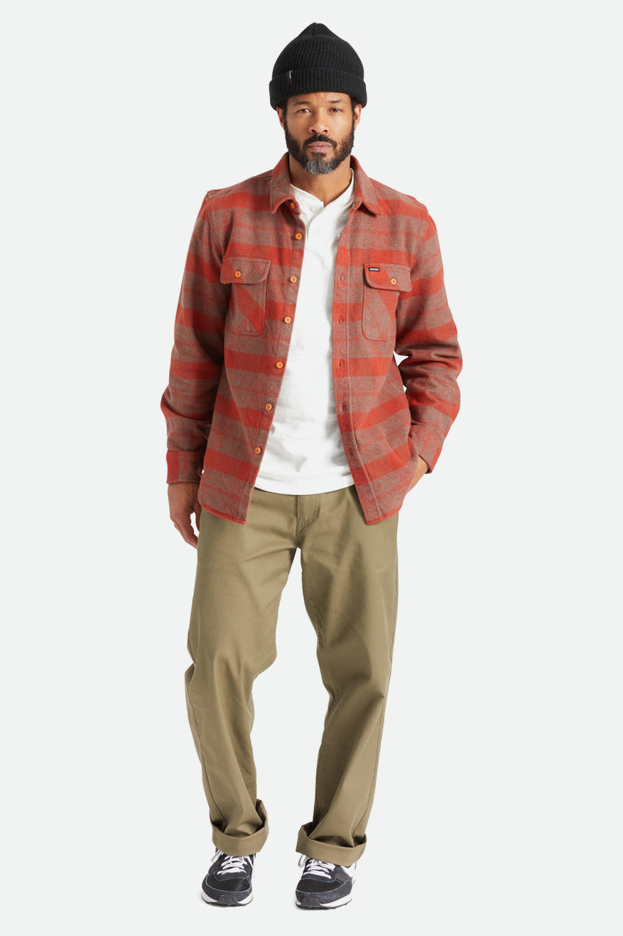 Men's Brixton Bowery Heavy Weight L/S Flannels Red | 0126VCGIN