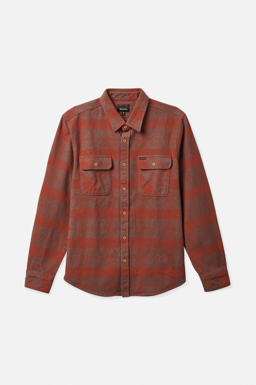 Men's Brixton Bowery Heavy Weight L/S Flannels Red | 0126VCGIN