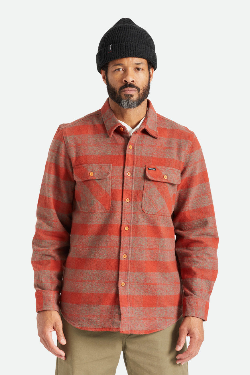 Men\'s Brixton Bowery Heavy Weight L/S Flannels Red | 0126VCGIN