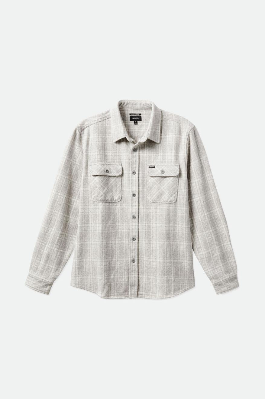 Men's Brixton Bowery Heavy Weight L/S Flannels Grey / White | 3941CTHEB