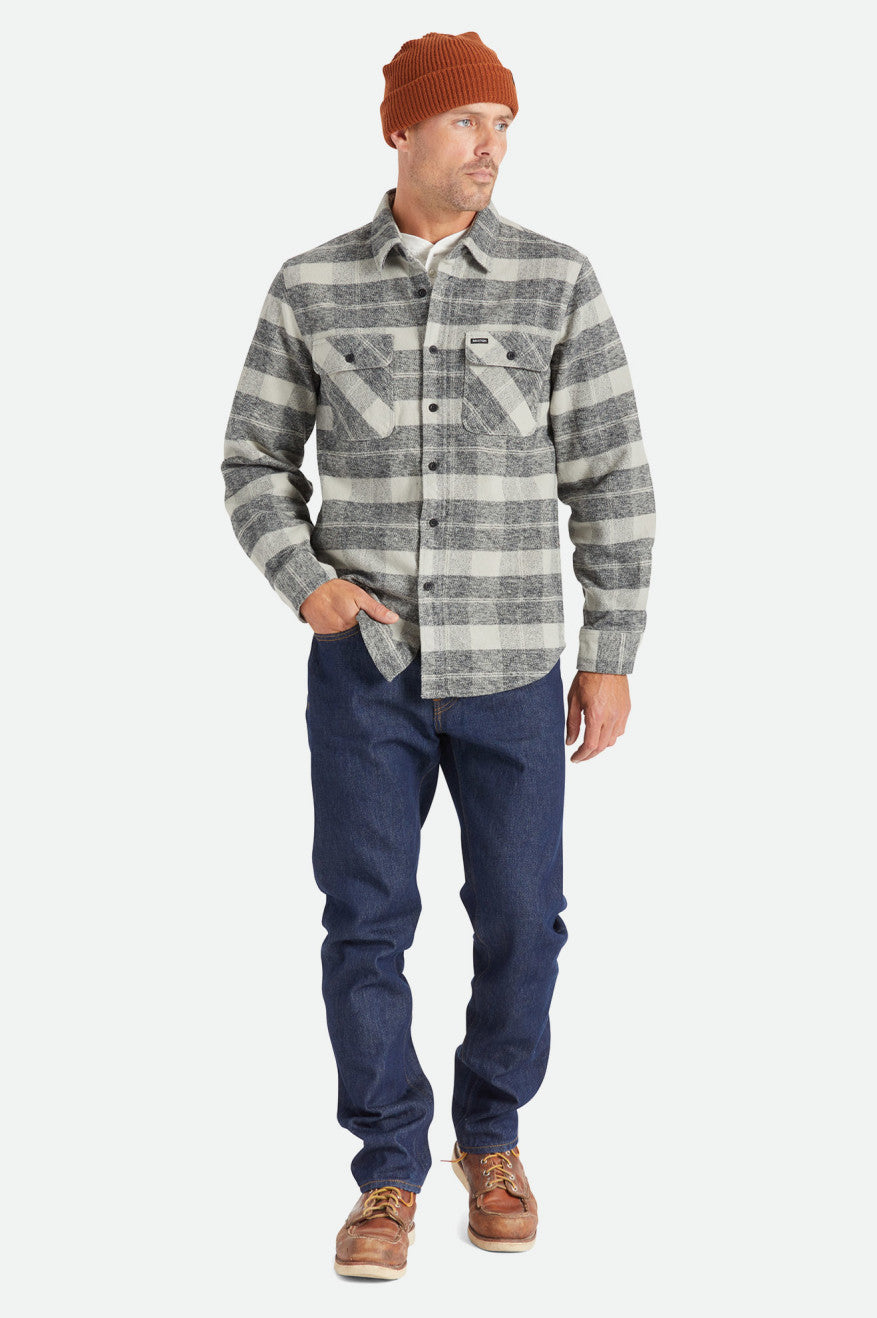 Men's Brixton Bowery Heavy Weight L/S Flannels Black / Grey | 7481FBHPC