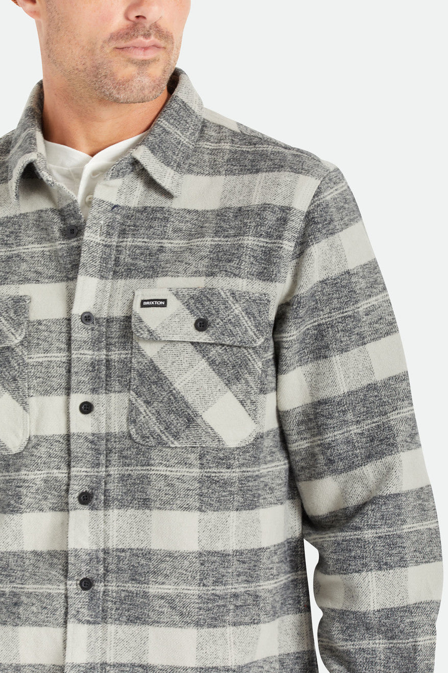 Men's Brixton Bowery Heavy Weight L/S Flannels Black / Grey | 7481FBHPC