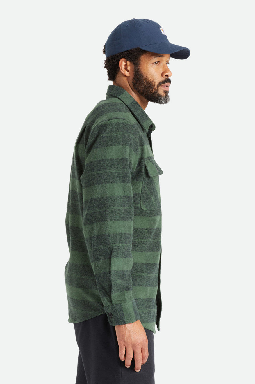 Men's Brixton Bowery Heavy Weight L/S Flannels Green | 8254FINEM