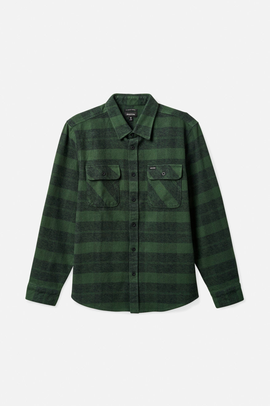 Men's Brixton Bowery Heavy Weight L/S Flannels Green | 8254FINEM