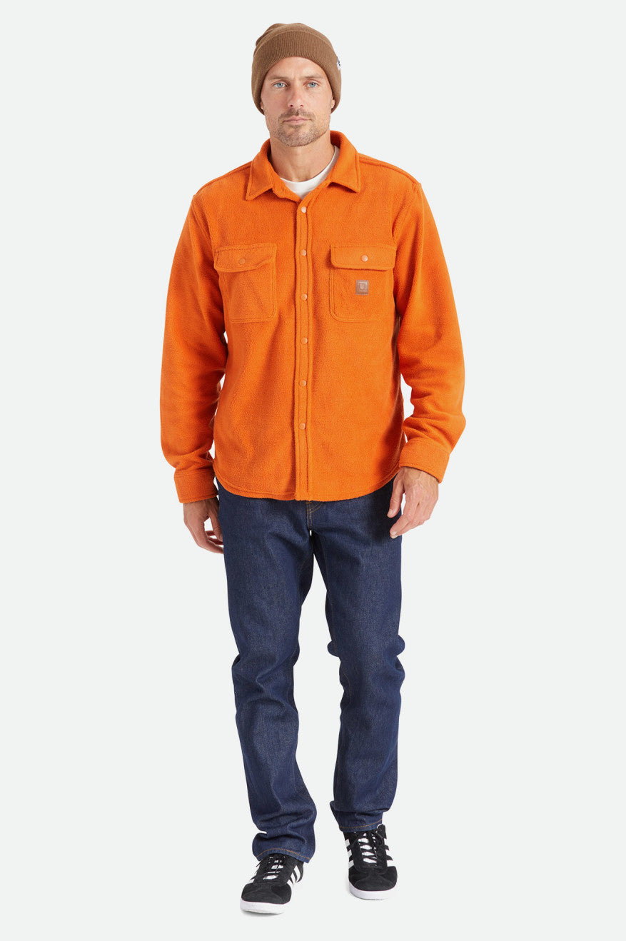 Men's Brixton Bowery L/S Arctic Stretch Fleece Wovens Orange | 0245TVLPN