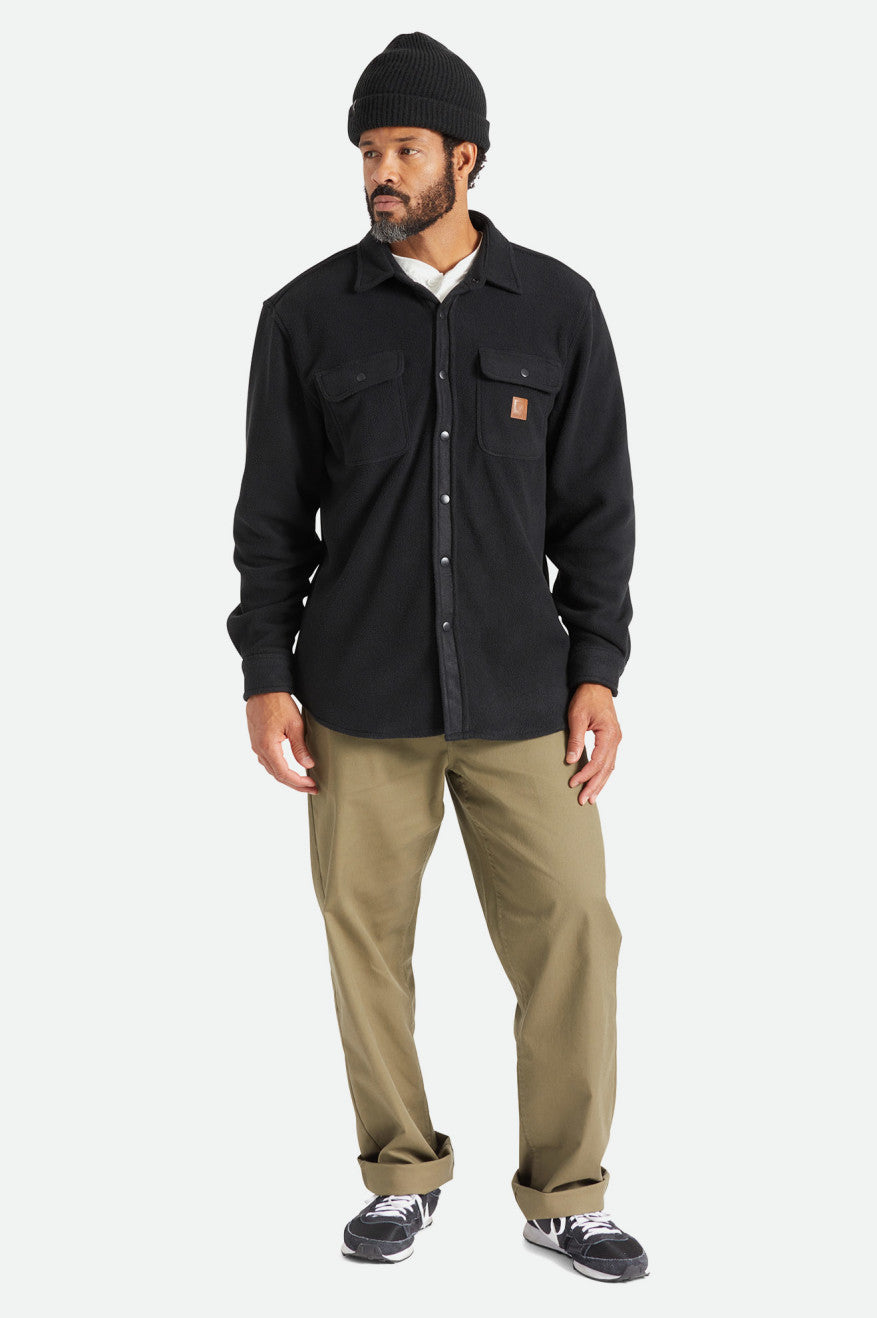 Men's Brixton Bowery L/S Arctic Stretch Fleece Flannels Black | 1043XEQMI