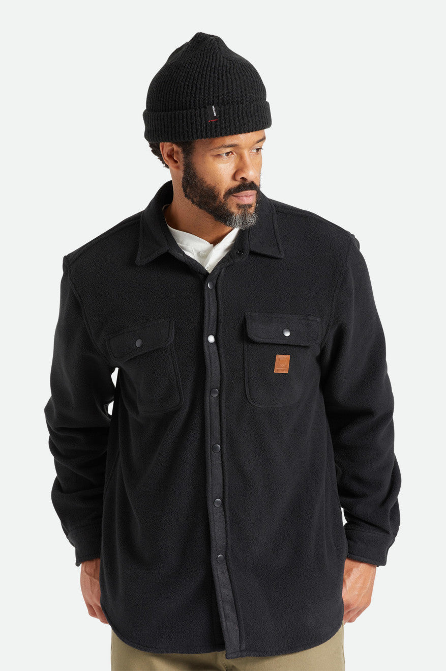 Men\'s Brixton Bowery L/S Arctic Stretch Fleece Flannels Black | 1043XEQMI