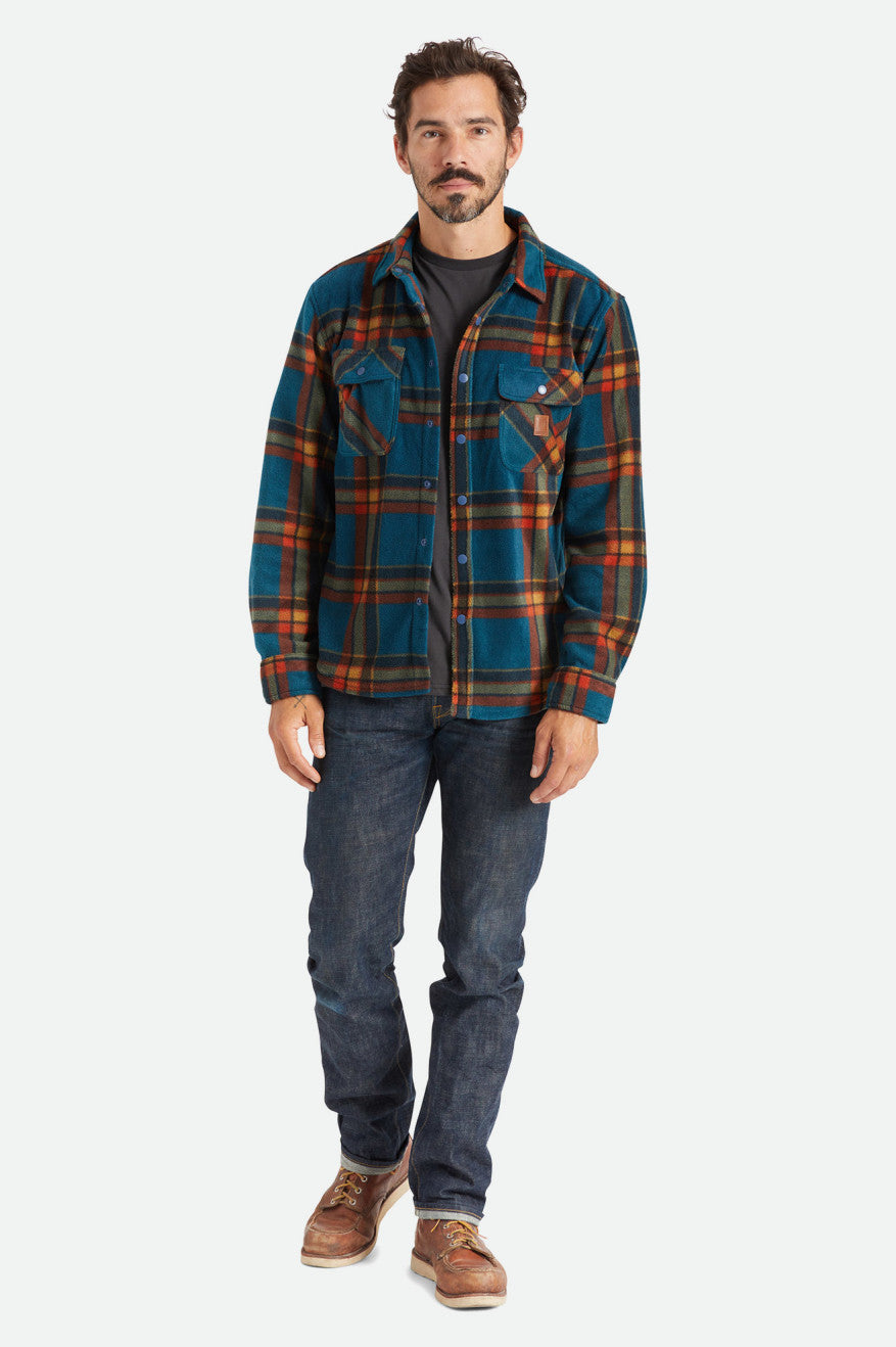 Men's Brixton Bowery L/S Arctic Stretch Fleece Flannels Deep Blue | 1865ACKYJ