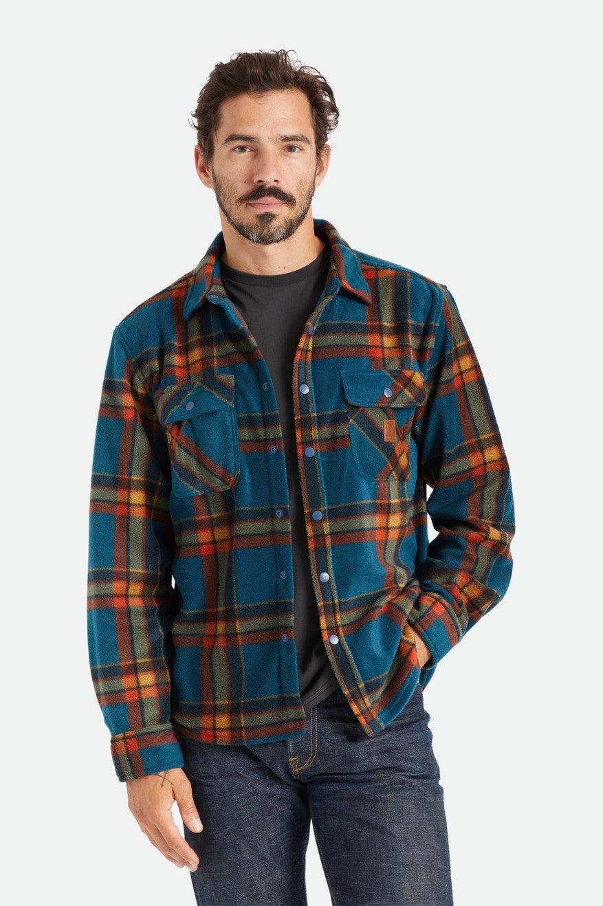 Men's Brixton Bowery L/S Arctic Stretch Fleece Flannels Deep Blue | 1865ACKYJ