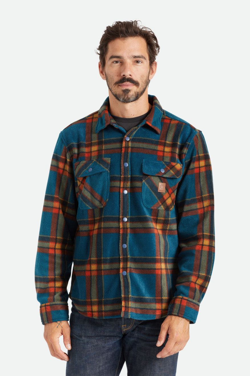 Men\'s Brixton Bowery L/S Arctic Stretch Fleece Flannels Deep Blue | 1865ACKYJ