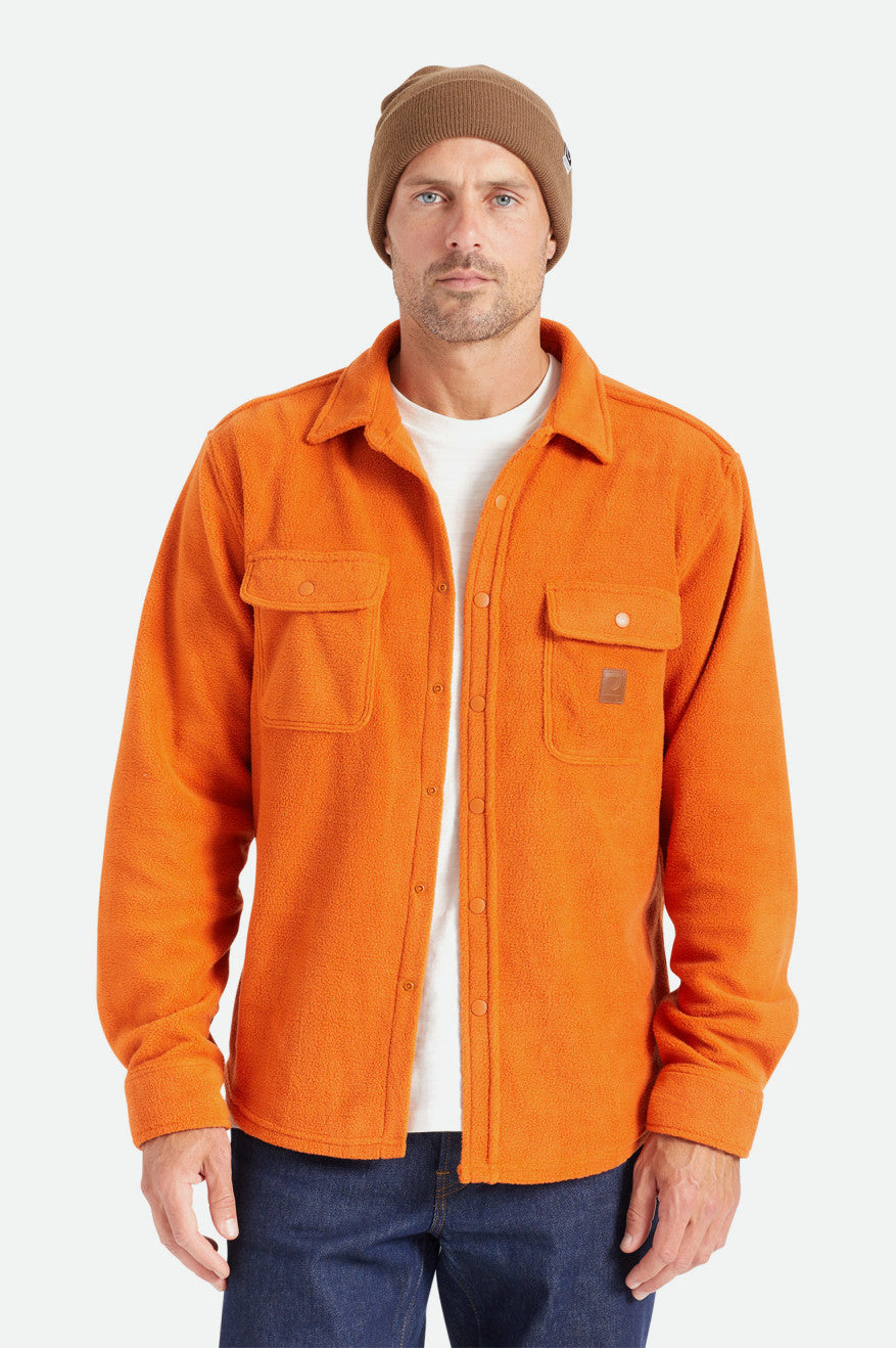 Men's Brixton Bowery L/S Arctic Stretch Fleece Flannels Orange | 3629EZVLY