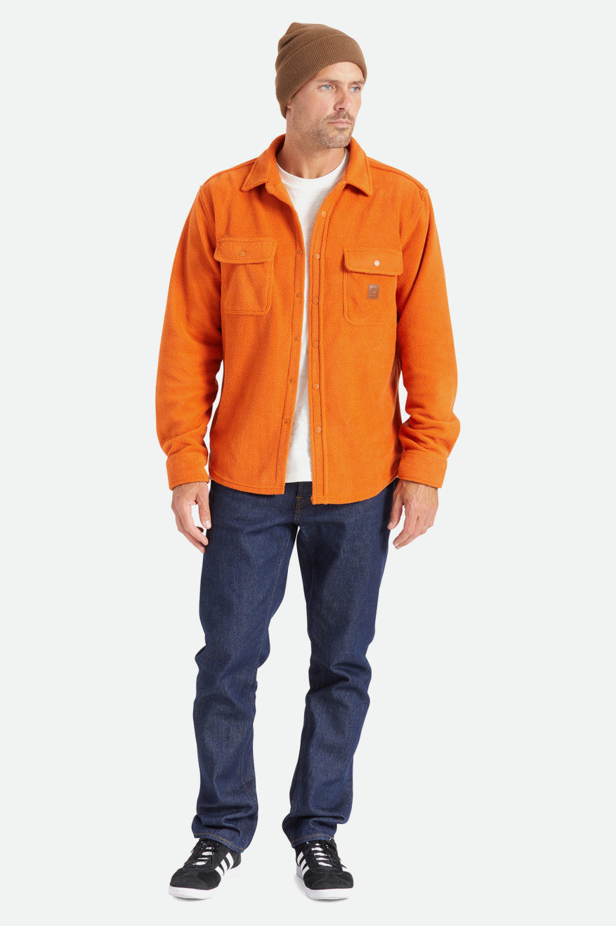 Men's Brixton Bowery L/S Arctic Stretch Fleece Flannels Orange | 3629EZVLY