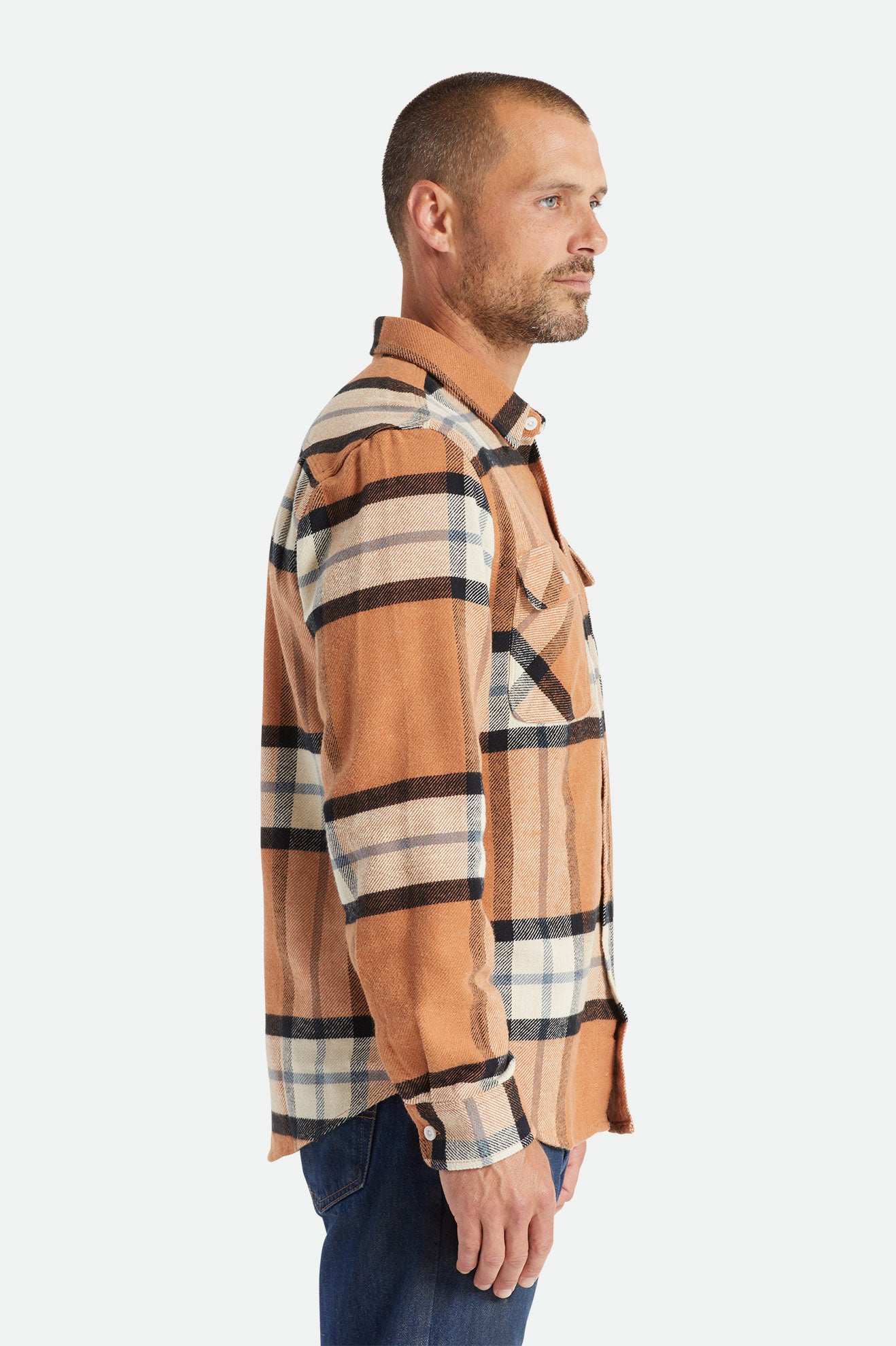 Men's Brixton Bowery L/S Flannels Beige | 9058SUGXW