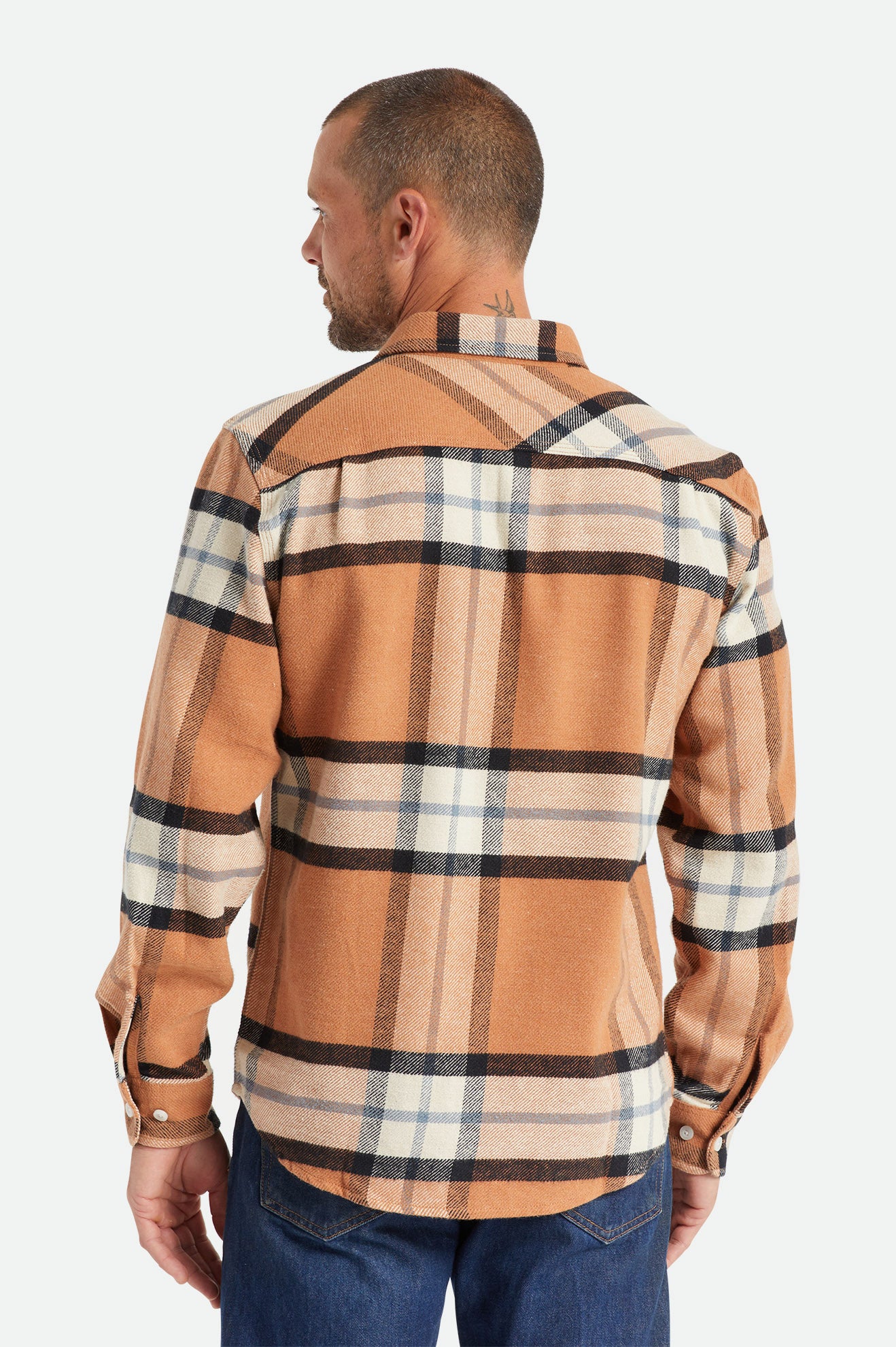 Men's Brixton Bowery L/S Flannels Beige | 9058SUGXW