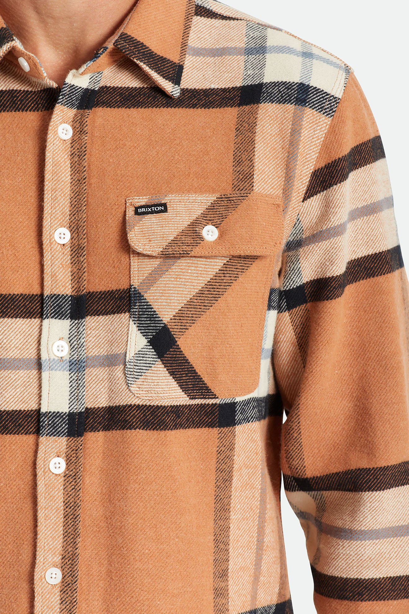 Men's Brixton Bowery L/S Flannels Beige | 9058SUGXW