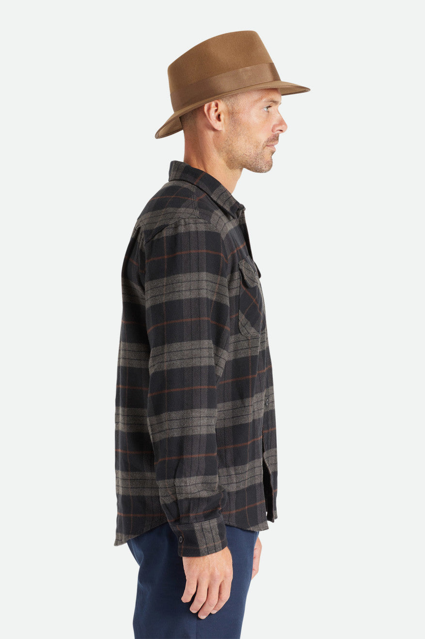 Men's Brixton Bowery L/S Flannels Black / Grey | 7613KRMJL