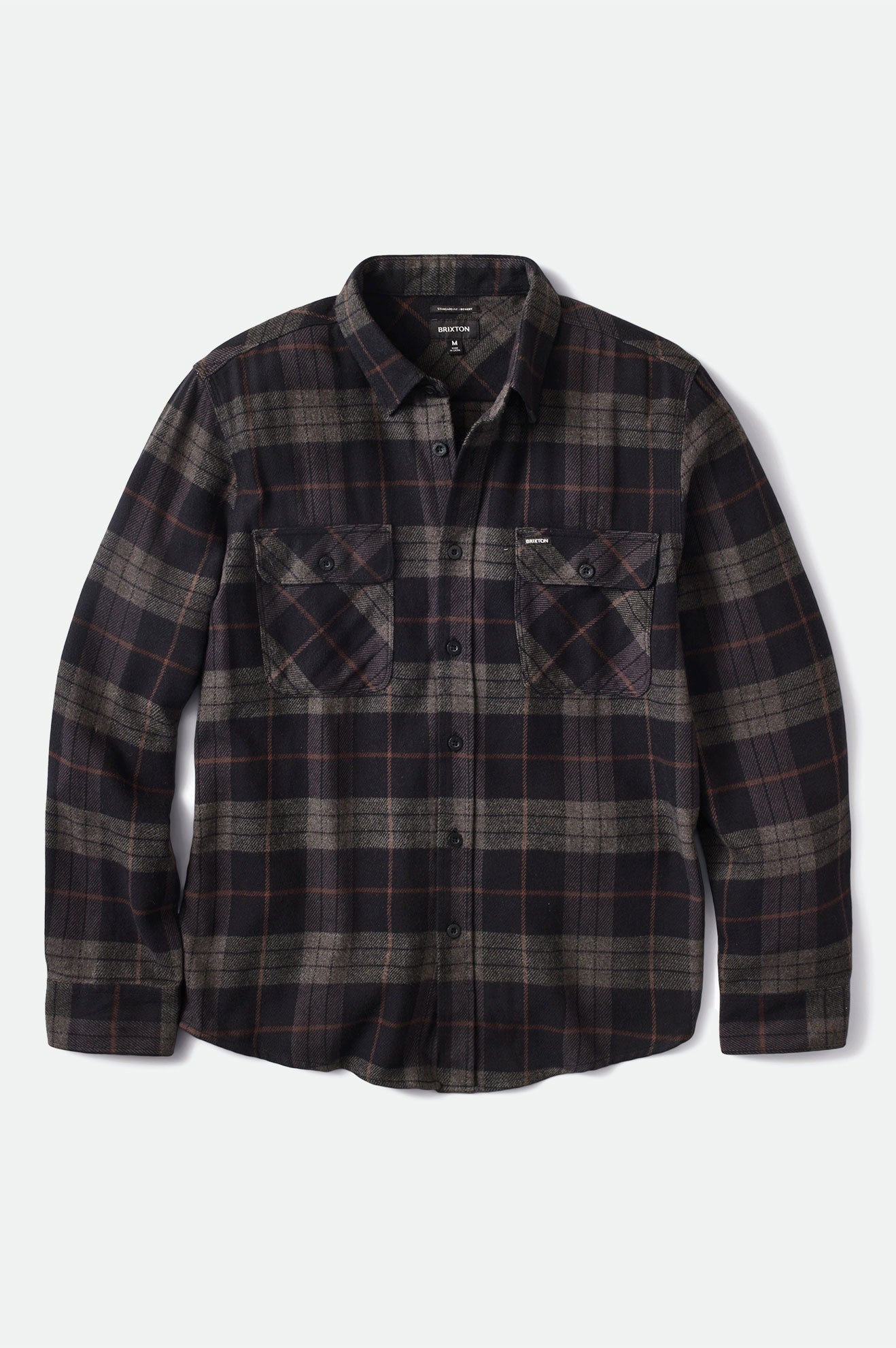 Men's Brixton Bowery L/S Flannels Black / Grey | 7613KRMJL