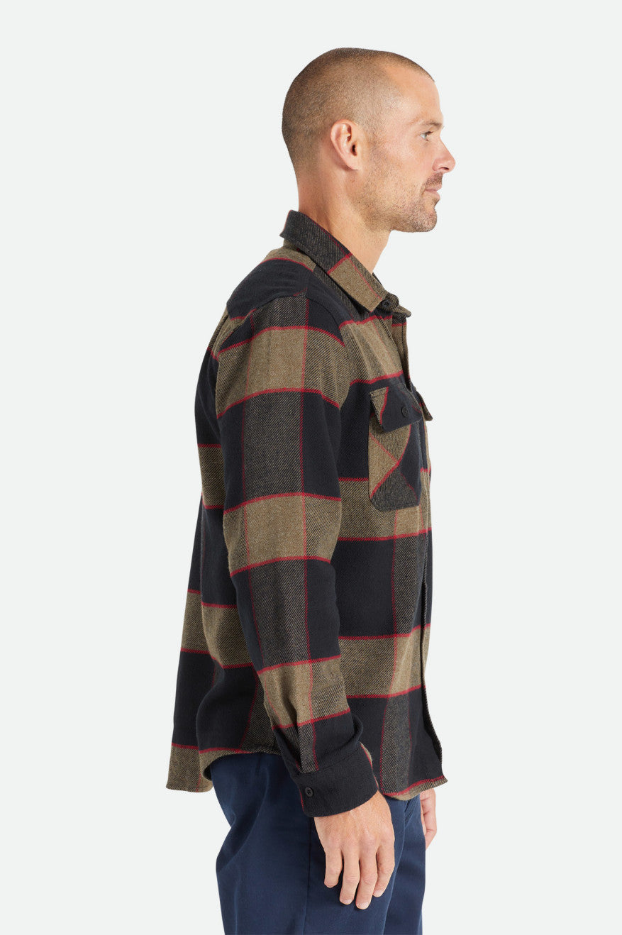 Men's Brixton Bowery L/S Flannels Grey | 5142SXPUF