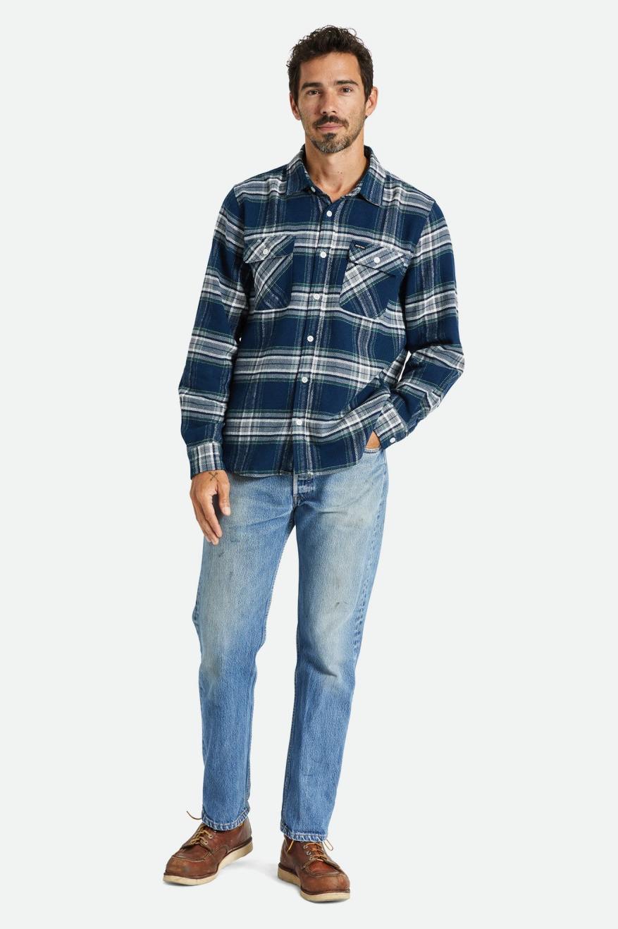 Men's Brixton Bowery L/S Flannels Grey | 6932SOLUI