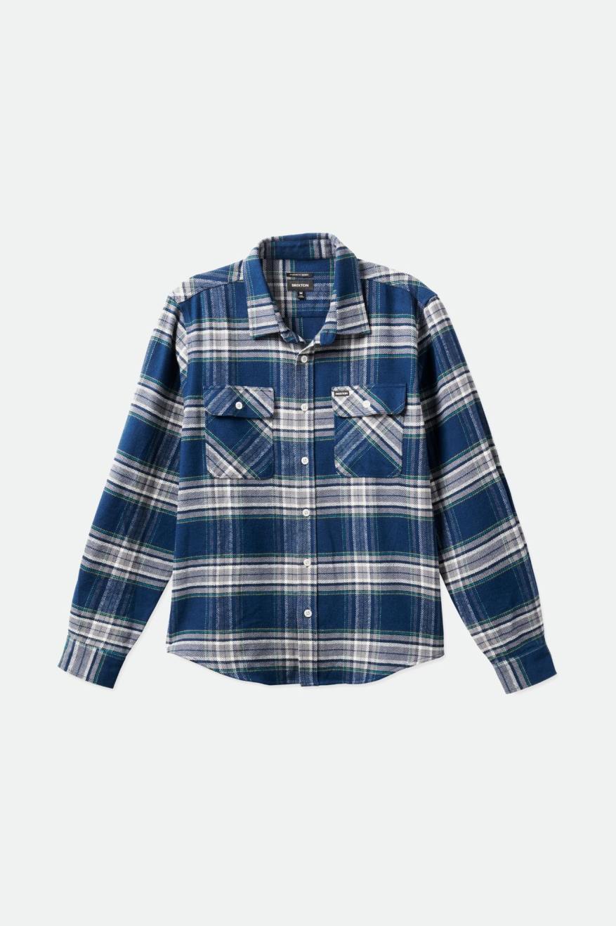 Men's Brixton Bowery L/S Flannels Grey | 6932SOLUI