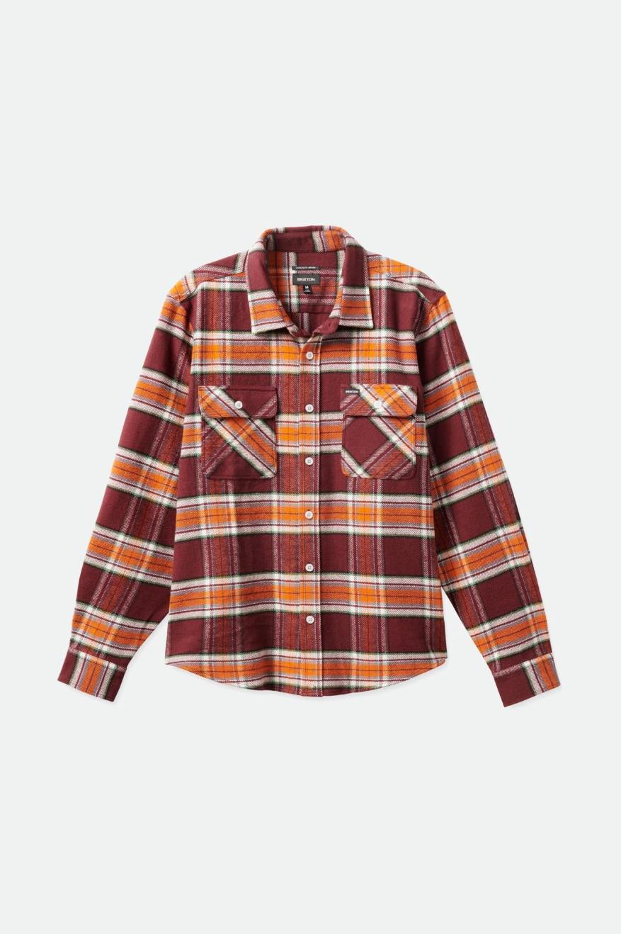 Men's Brixton Bowery L/S Flannels Orange | 4659LKTHQ