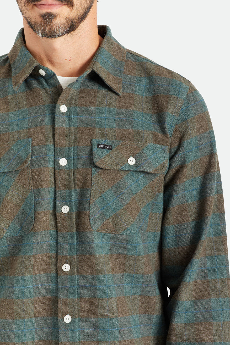 Men's Brixton Bowery L/S Wovens Blue | 1489WTZDK