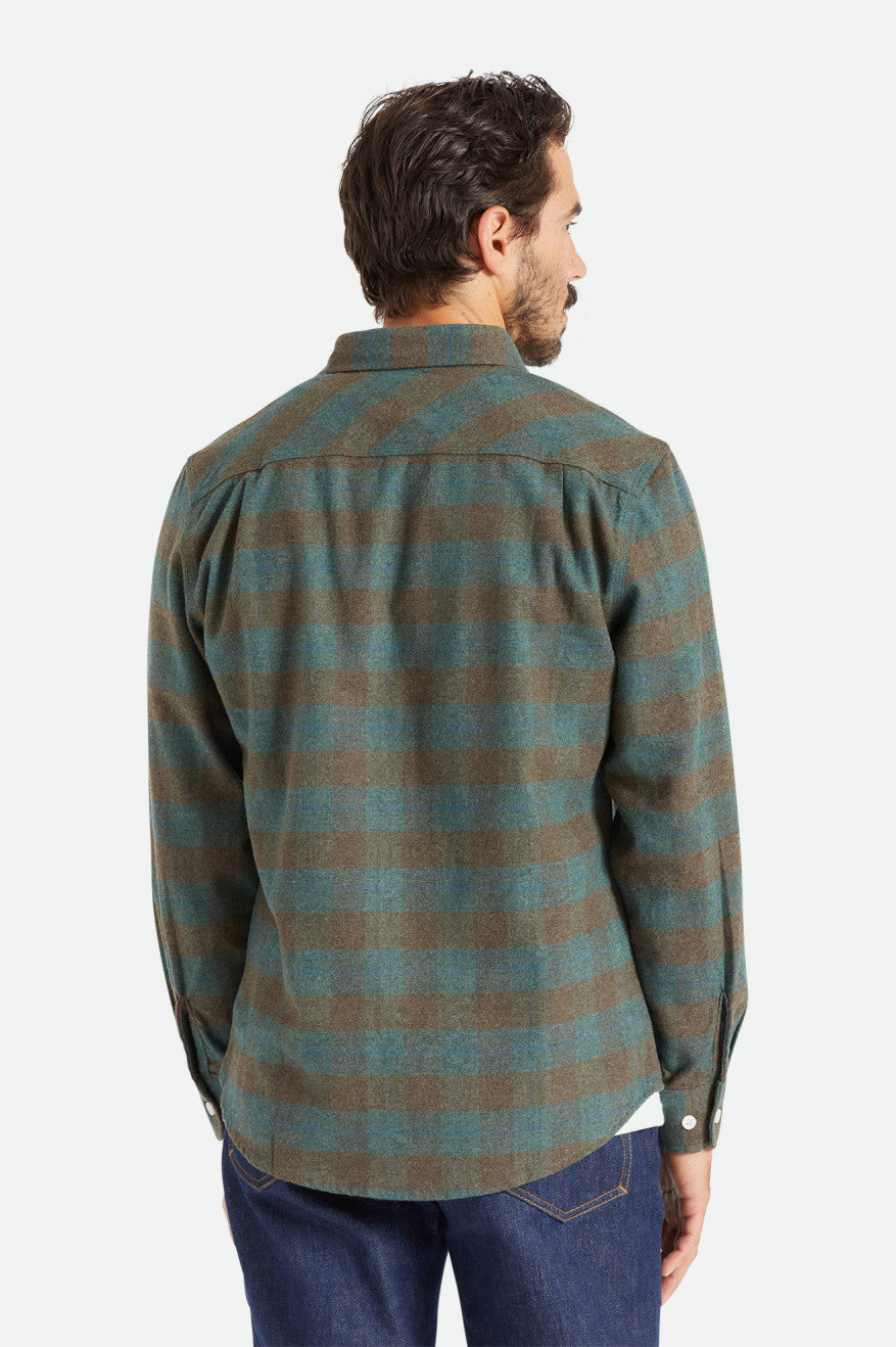 Men's Brixton Bowery L/S Wovens Blue | 1489WTZDK