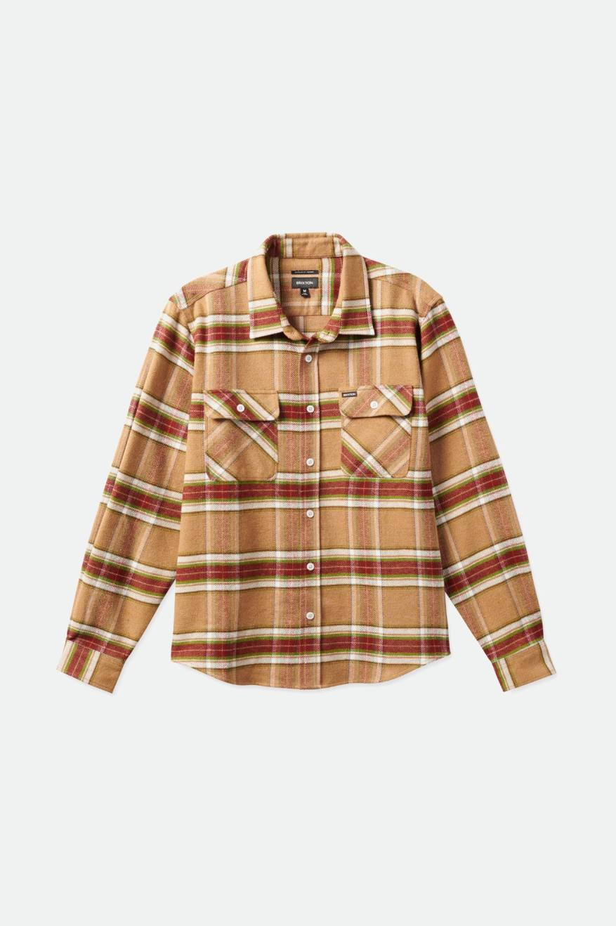 Men's Brixton Bowery L/S Wovens Light Brown | 2153IXMBK