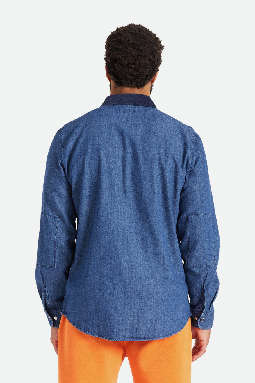 Men's Brixton Bowery Reserve L/S Woven Wovens Blue | 4867IFLDO