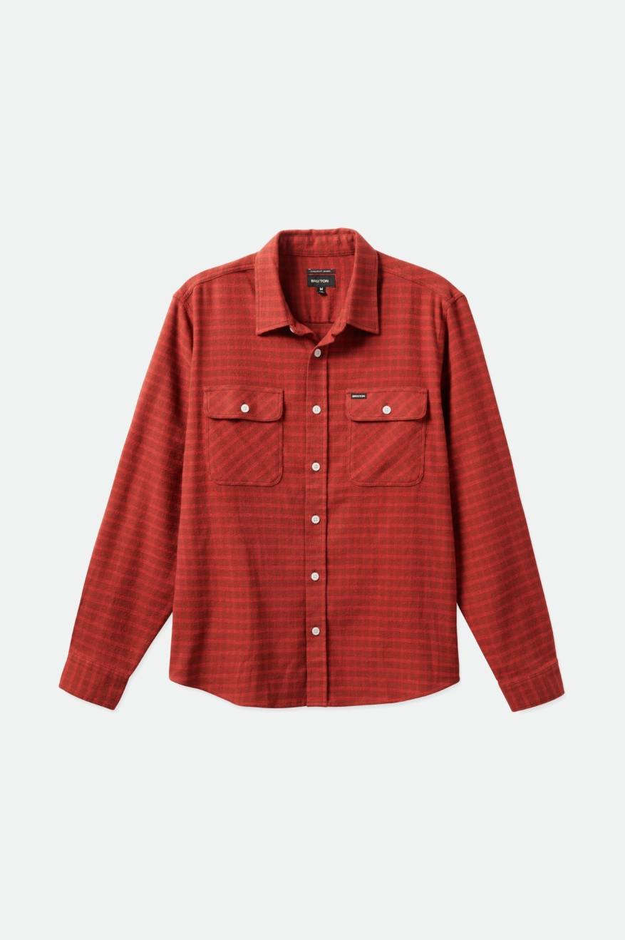 Men's Brixton Bowery Stretch L/S Utility Flannels Red | 3691RFZST