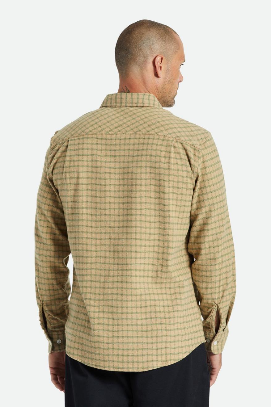 Men's Brixton Bowery Stretch L/S Utility Flannels Beige / Olive | 8079QPNJL