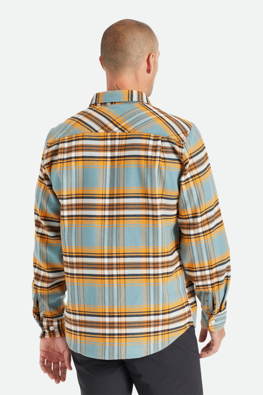 Men's Brixton Bowery Stretch L/S Utility Flannels Orange / White | 8196GZJEC