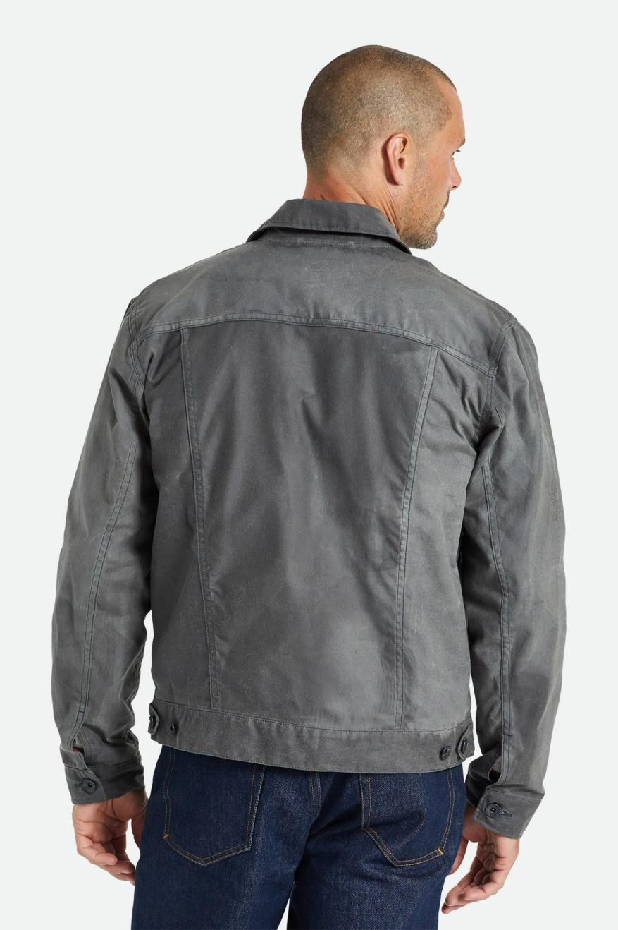 Men's Brixton Cable Reserve Waxed Canvas Trucker Jackets Grey | 6247CBOWX